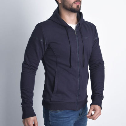 Slim Fit Fleece Hoodie - NIGHT BLUE