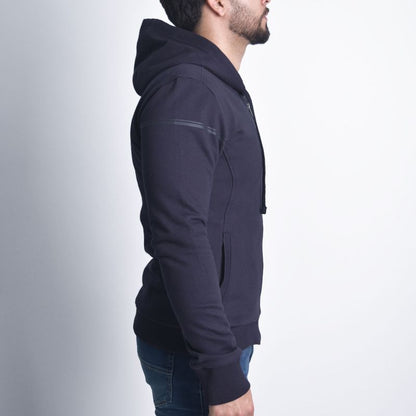 Slim Fit Fleece Hoodie - NIGHT BLUE