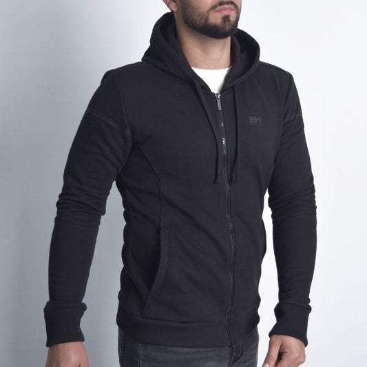 Hoodie afranelado Slim Fit - NEGRO