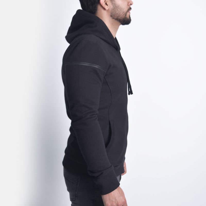 Hoodie afranelado Slim Fit - NEGRO