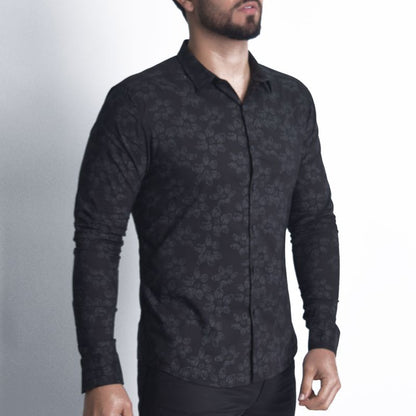 Long Sleeve Perfect Fit Shirt - BLACK