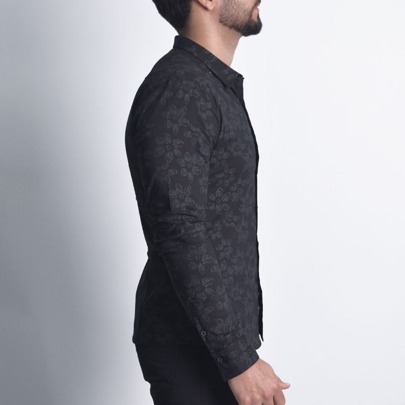 Long Sleeve Perfect Fit Shirt - BLACK