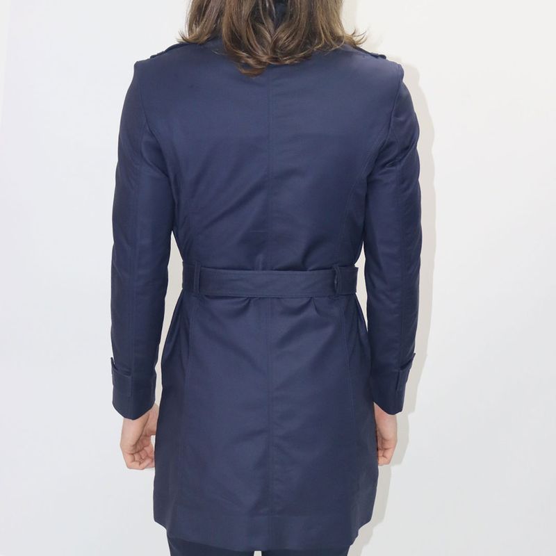 Signature short satin coat | Perfect Fit - NAVY
