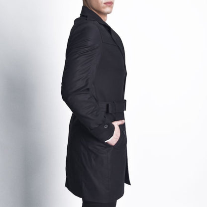 Signature satin short coat | Perfect Fit - BLACK