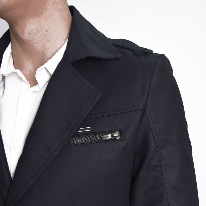Signature satin short coat | Perfect Fit - BLACK