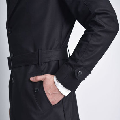Signature satin short coat | Perfect Fit - BLACK