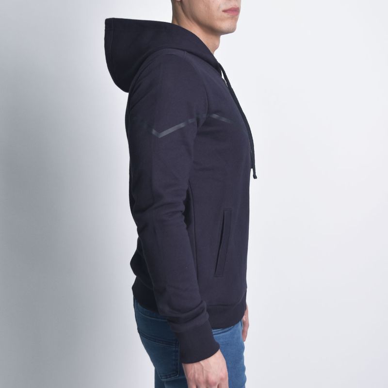 Hoodie afranelado con diseño estampado simetrico - AZUL NOCHE