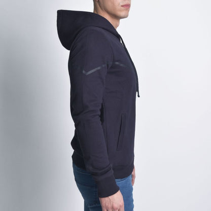 Hoodie afranelado con diseño estampado simetrico - AZUL NOCHE