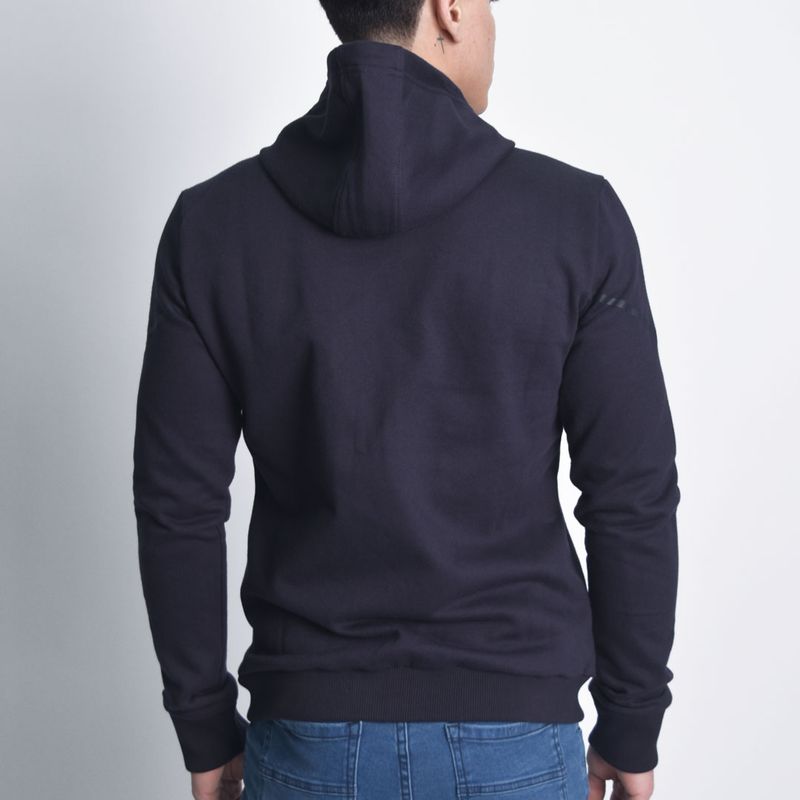 Hoodie afranelado con diseño estampado simetrico - AZUL NOCHE