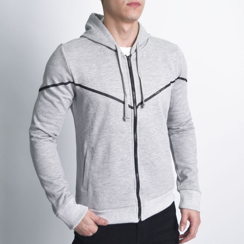 Hoodie afranelado con diseño estampado simetrico - MELANGE