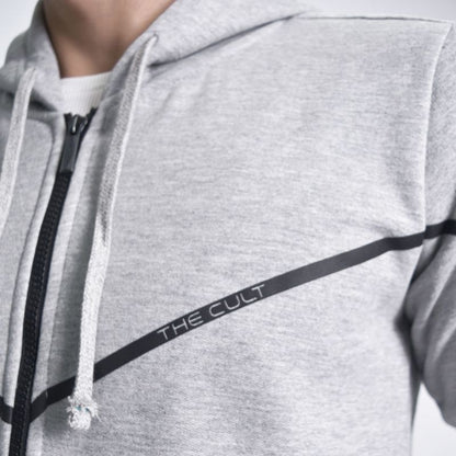 Hoodie afranelado con diseño estampado simetrico - MELANGE