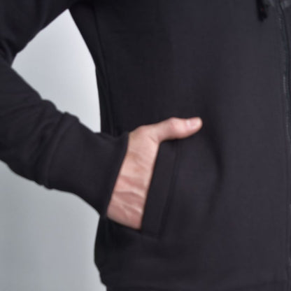 Hoodie afranelado con diseño estampado simetrico - NEGRO