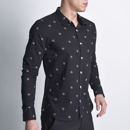 Camisa manga larga comfort-flex | Entalle Perfect Fit - NEGRO