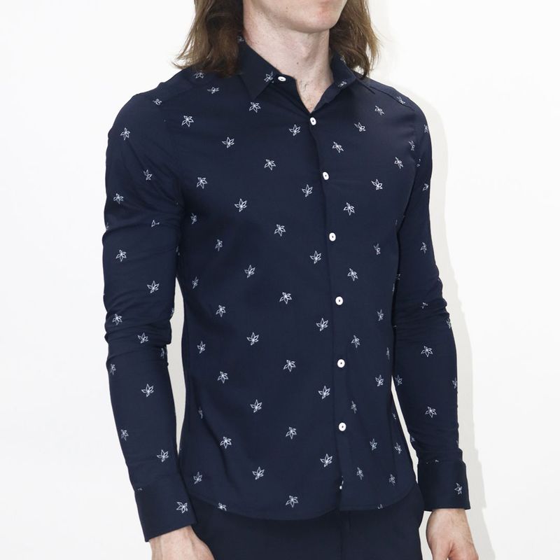 Camisa manga larga comfort-flex | Entalle Perfect Fit - AZUL