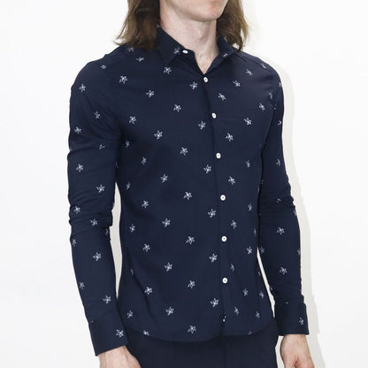 Camisa manga larga comfort-flex | Entalle Perfect Fit - AZUL