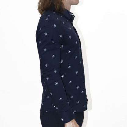Camisa manga larga comfort-flex | Entalle Perfect Fit - AZUL