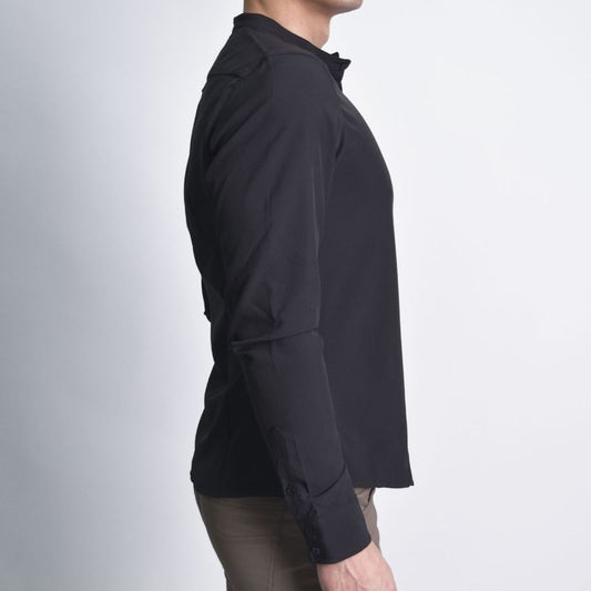 Camisa manga larga Cuello Neru Tejido especial transpirable Perfect Fit - NEGRO