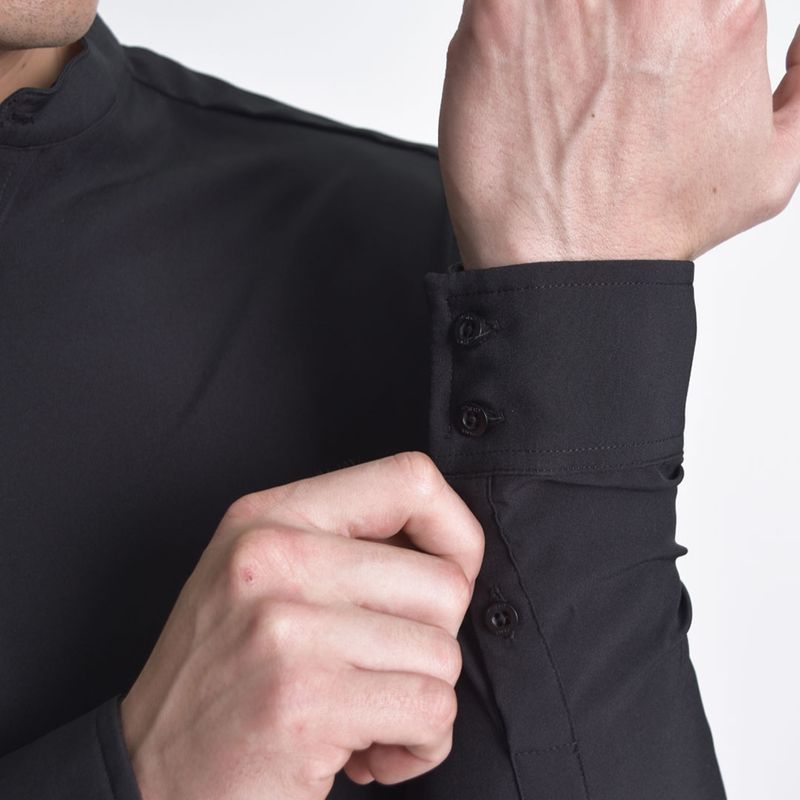 Long-sleeve shirt Mandarin collar Special breathable fabric Perfect Fit - BLACK
