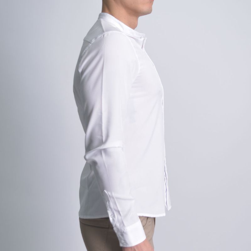 Long-sleeved shirt Nehru collar Special breathable fabric Perfect Fit - WHITE