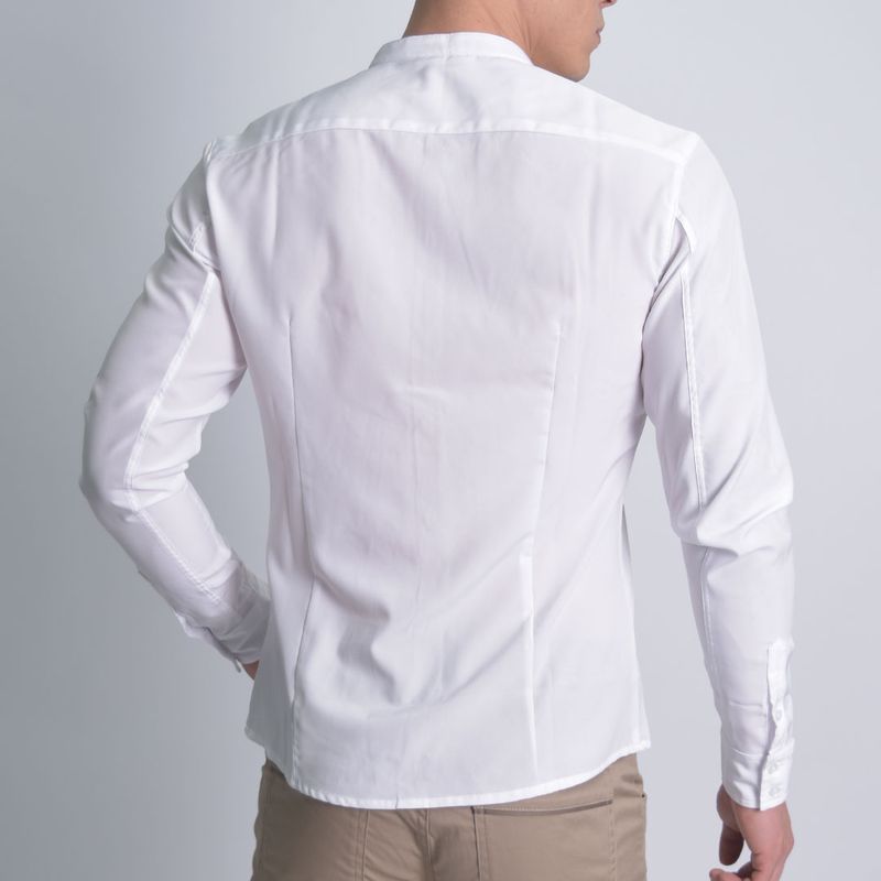 Long-sleeved shirt Nehru collar Special breathable fabric Perfect Fit - WHITE