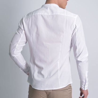 Long-sleeved shirt Nehru collar Special breathable fabric Perfect Fit - WHITE