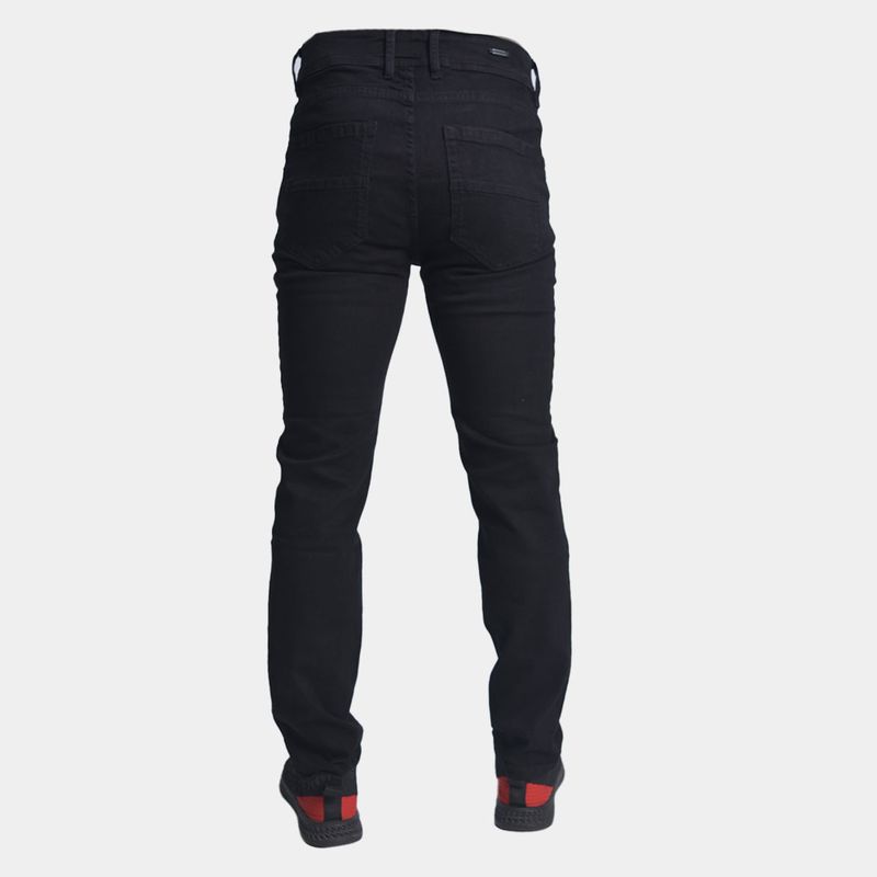 Semi-slim comfort stretch denim trousers - BLACK