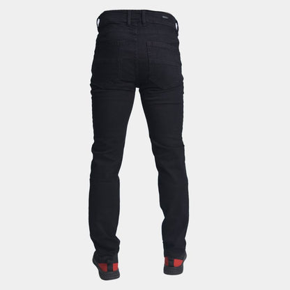 Semi-slim comfort stretch denim trousers - BLACK
