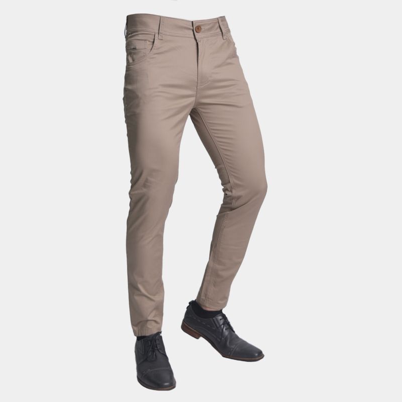 Pantalon drill pitillo Comfort  con stretch premium - BEIGE