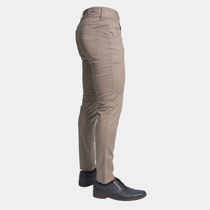Pantalon drill pitillo Comfort  con stretch premium - BEIGE