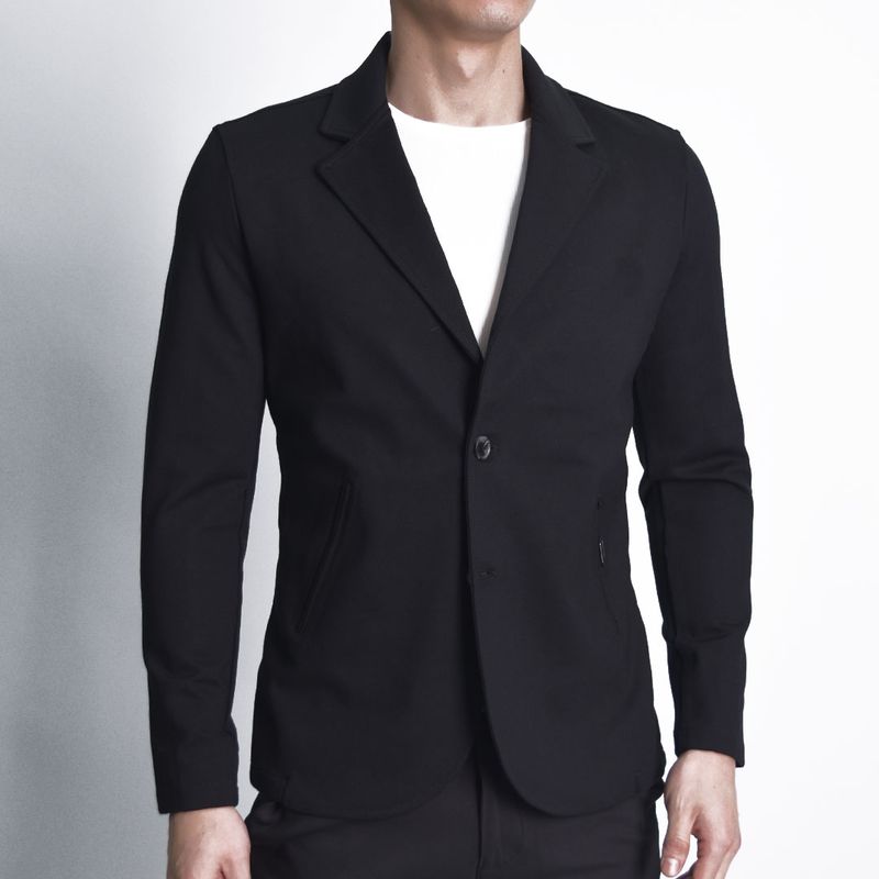 Signature special knit blazer | Perfect Fit Comfort stretch - BLACK
