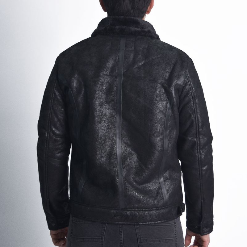 Eco-Leather Cracked Convertible Collar Biker Jacket Perfect Fit SG