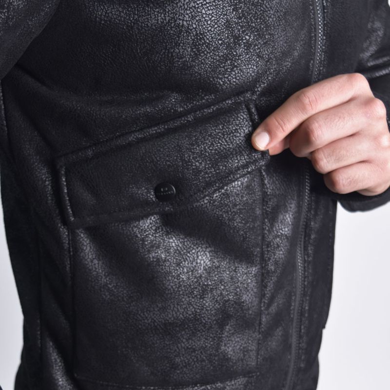Casaca EcoCuero Texturizado Perfect Fit Estilo Biker SG