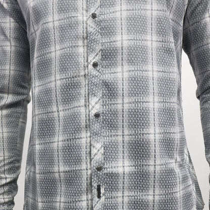 Camisa reversible manga larga diseño floral y cuadros Perfect Fit - GRIS