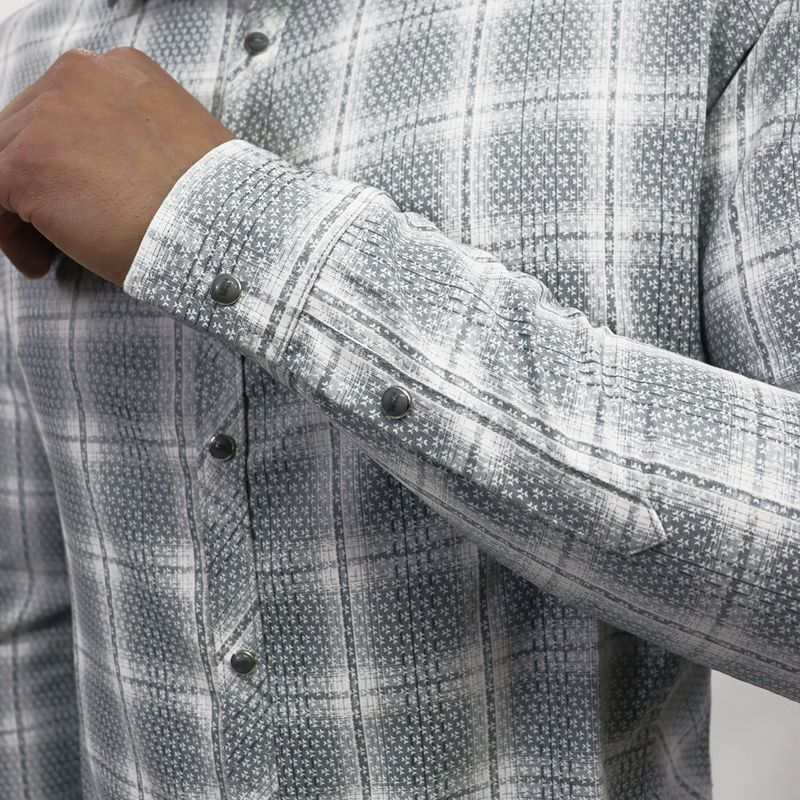 Camisa reversible manga larga diseño floral y cuadros Perfect Fit - GRIS