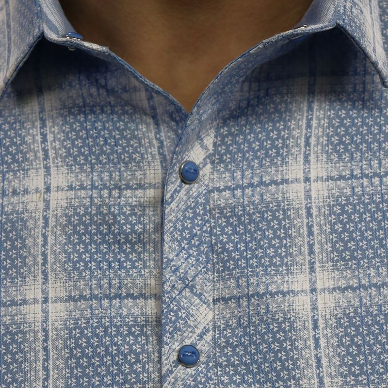 Reversible long-sleeve floral and plaid shirt Perfect Fit - SKY BLUE