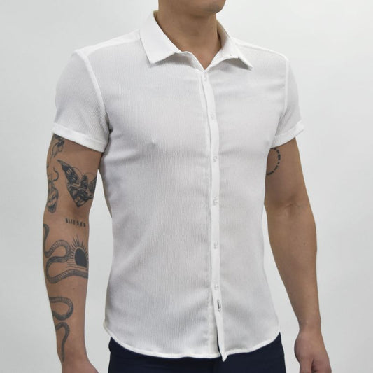 CAMISA MANGA CORTA  PERFECT FIT - BLANCO