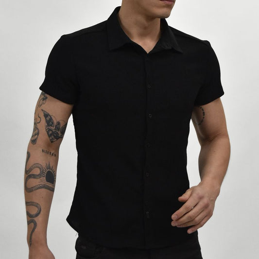 CAMISA MANGA CORTA  PERFECT FIT - NEGRO