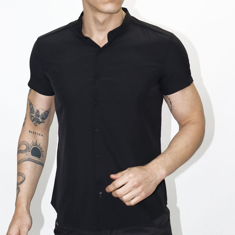 Camisa Manga Corta Cuello Neru Perfect Fit - NEGRO
