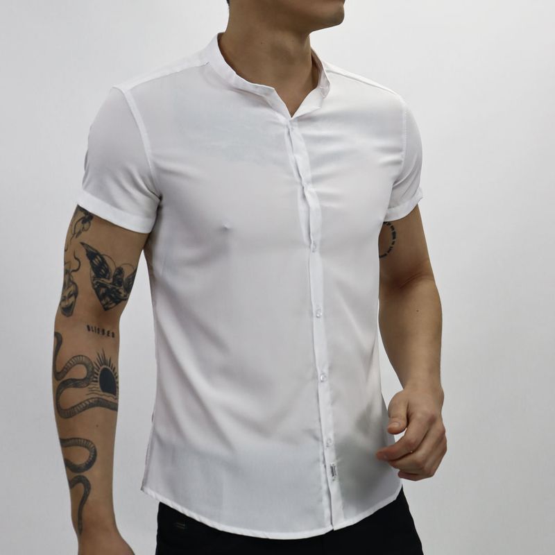 Camisa Manga Corta Cuello Neru Perfect Fit - BLANCO