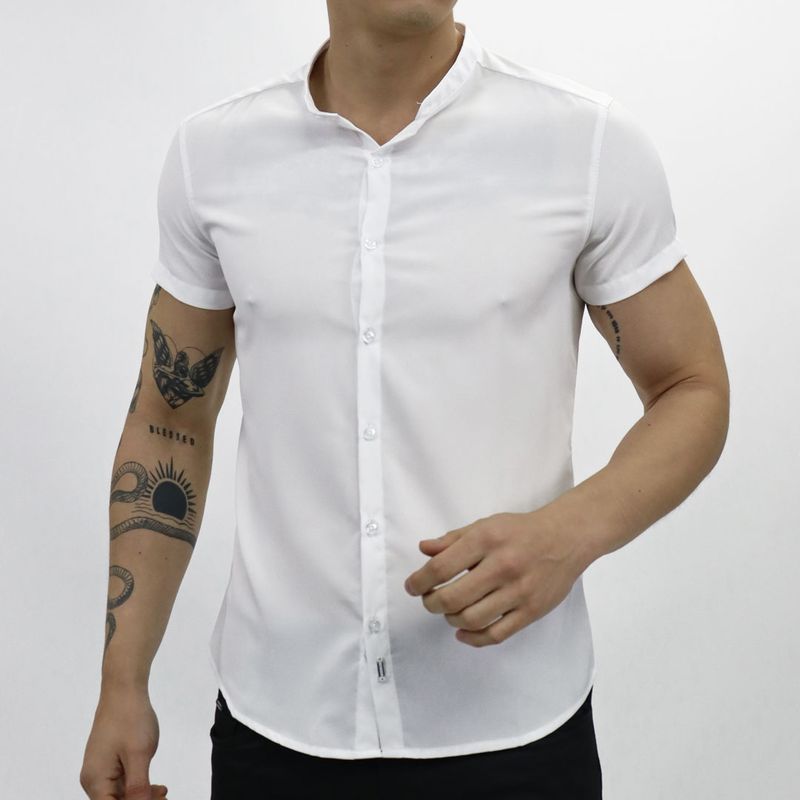 Camisa Manga Corta Cuello Neru Perfect Fit - BLANCO