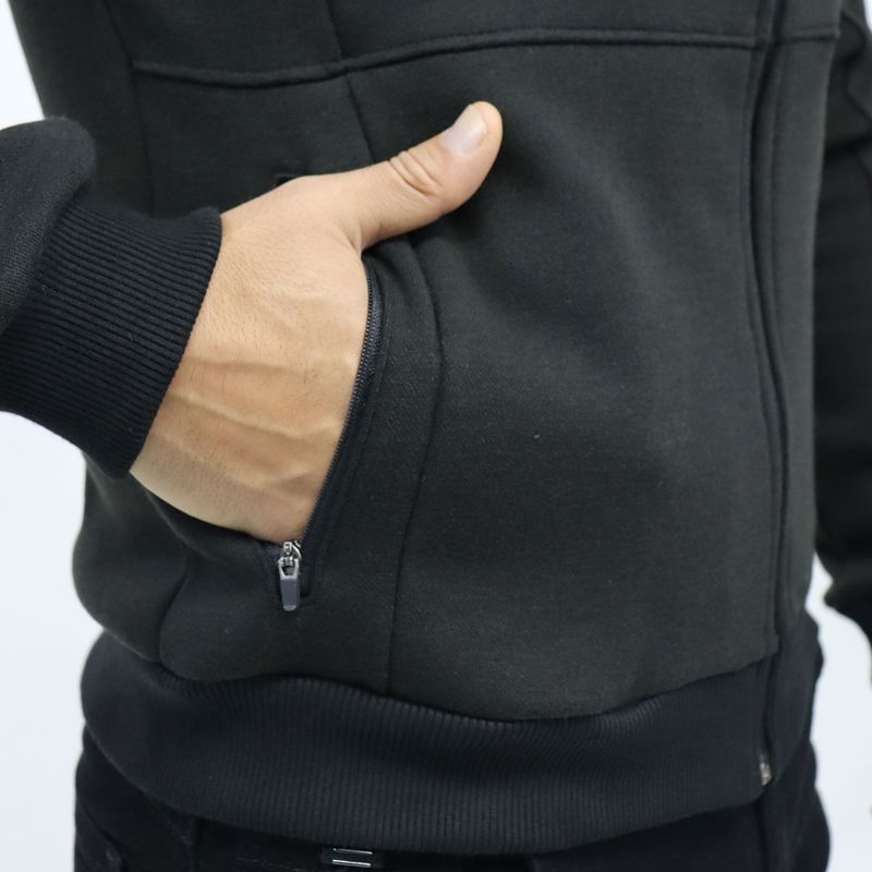 Hoodie afranelado con cierre en pechera Estilo urbano - NEGRO