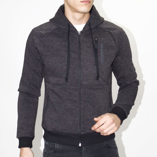 Hoodie afranelado con cierre en pechera Estilo urbano - PLOMO