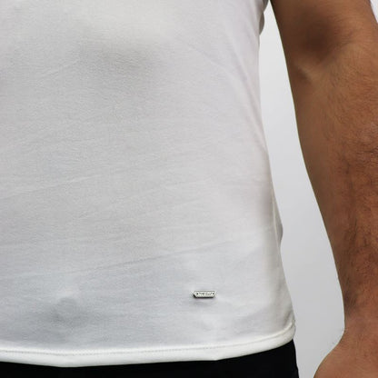 Round-neck short-sleeve polo shirt Special microbrush fabric Perfect Fit - IVORY