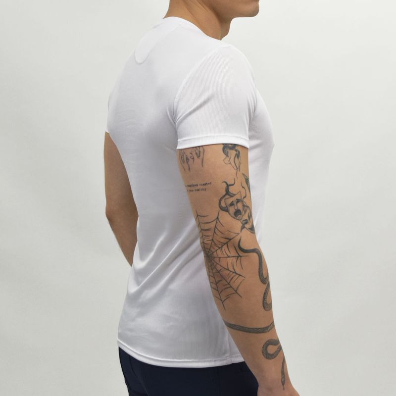 RIBBED SHORT SLEEVE CREWNECK POLO - WHITE