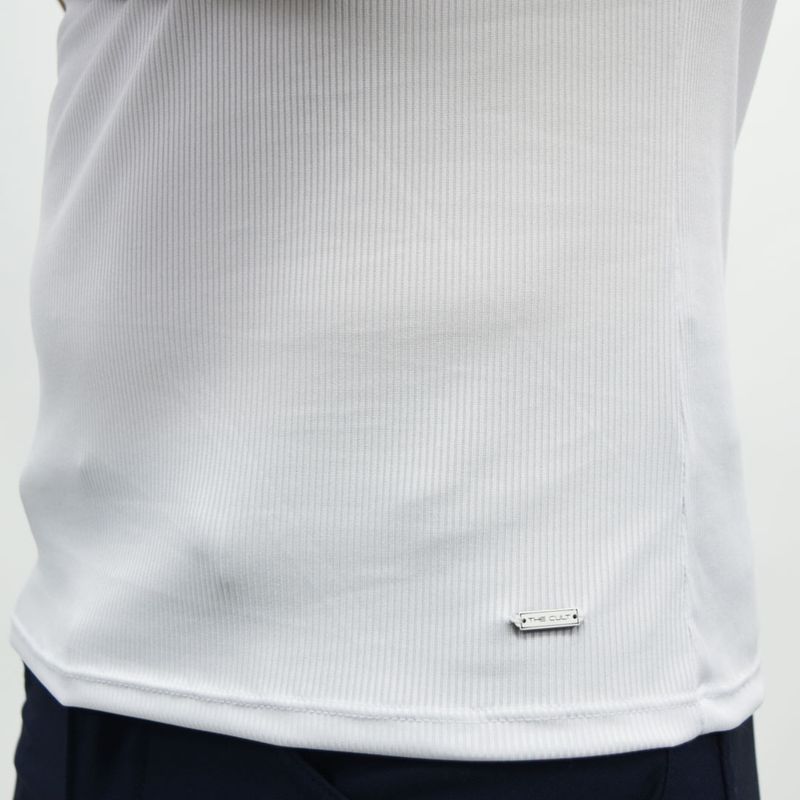 RIBBED SHORT SLEEVE CREWNECK POLO - WHITE