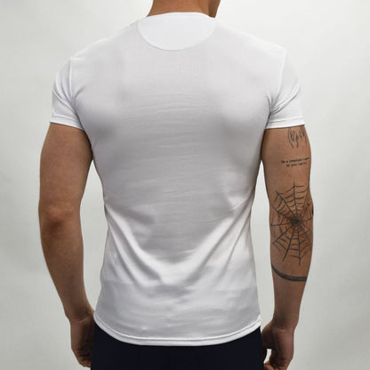 RIBBED SHORT SLEEVE CREWNECK POLO - WHITE