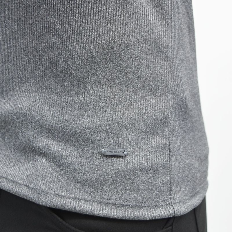 RIBBED SHORT SLEEVE ROUND NECK T-SHIRT - LEAD