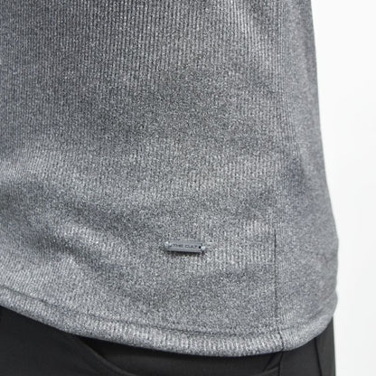 RIBBED SHORT SLEEVE ROUND NECK T-SHIRT - LEAD