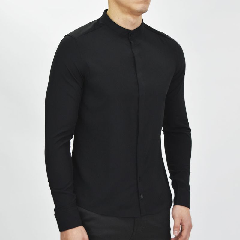 Super Flex Long Sleeve Nehru Collar Shirt