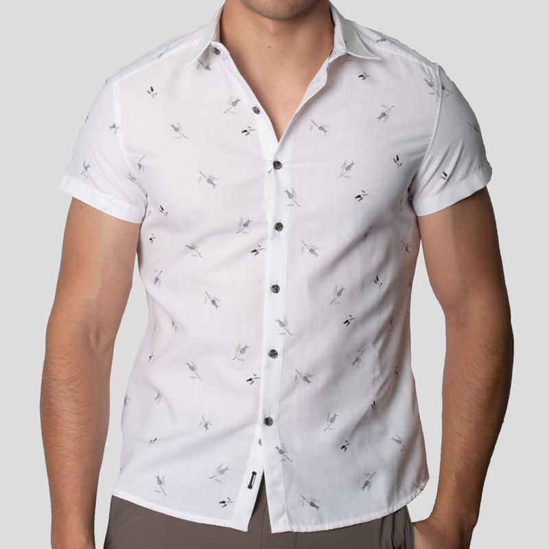 Camisa Manga Corta | Perfect Fit | Tejido Floral – Antiarrugas